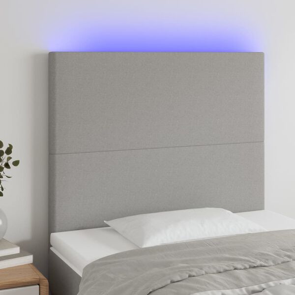 vidaXL LED-voodipeats, helehall, 80x5x118/128 cm, kangas