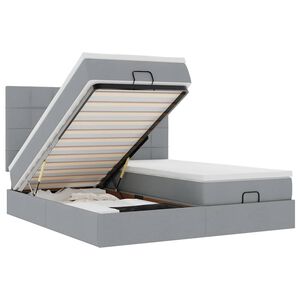 vidaXL Ottomani voodiraam madratsitega, helehall, 200x200cm, kangas