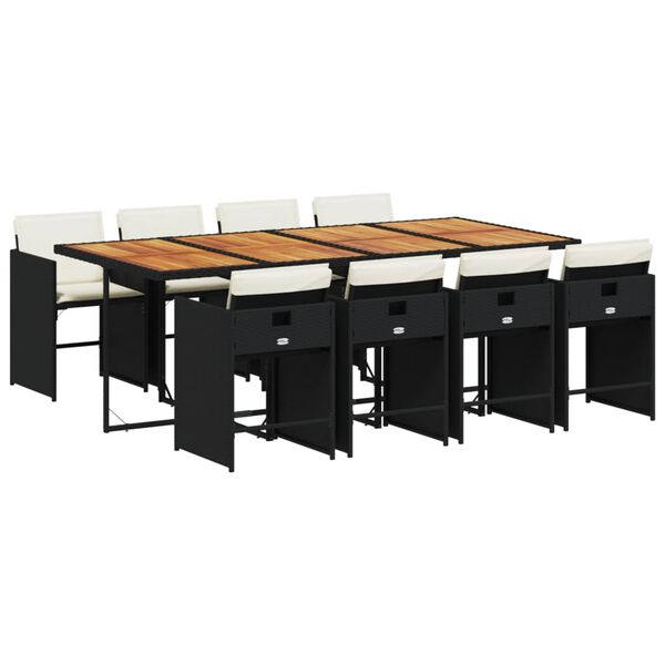 vidaXL 9-osaline aiam&ouml;&ouml;bli komplekt patjadega, must, pol&uuml;rotang