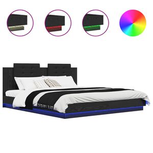 vidaXL Peatsiga voodiraam peaga Must tamm 200 x 200 cm Tehispuit