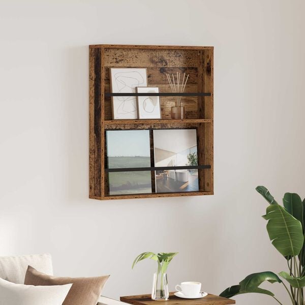 vidaXL Ajakirja riiul riiuliga Vana puit 60 x 12 x 70 cm Tehispuit