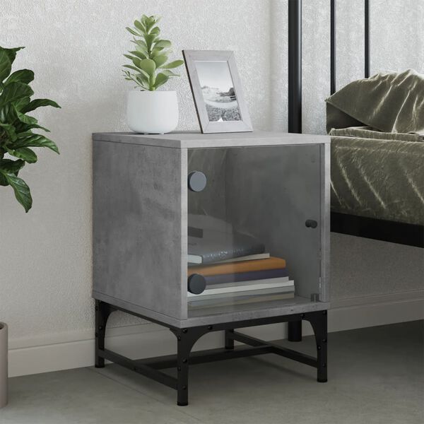 vidaXL klaasuksega &ouml;&ouml;kapp, betoonhall, 35 x 37 x 50 cm