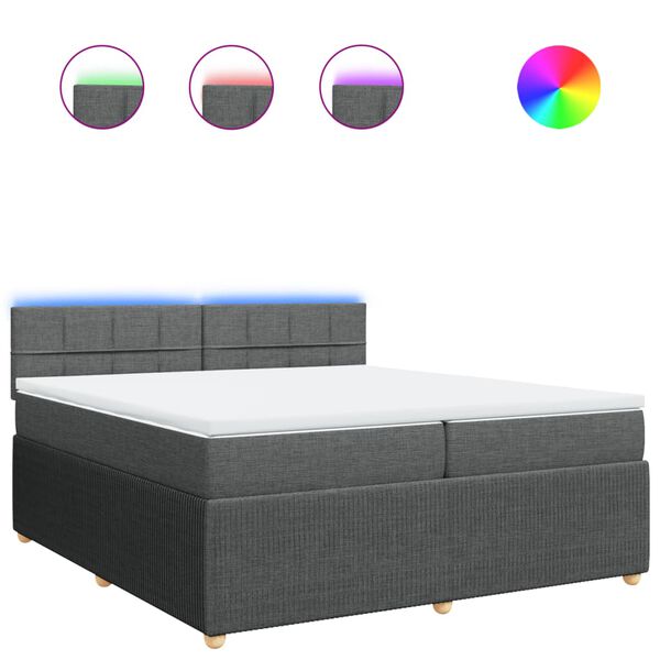 vidaXL kontinentaalvoodi madratsiga, tumehall, 200x200 cm, kangas