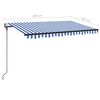 vidaXL automaatne varikatus, LED, tuuleandur, 400x300 cm, sinine/valge