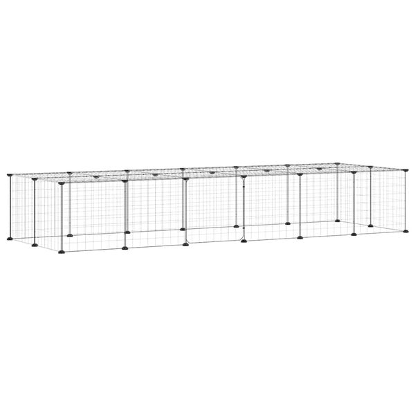 vidaXL 28-paneeliga lemmiklooma aedik uksega, must, 35 x 35 cm, teras