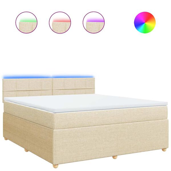 vidaXL kontinentaalvoodi madratsiga, kreemjas, 180x200 cm, kangas