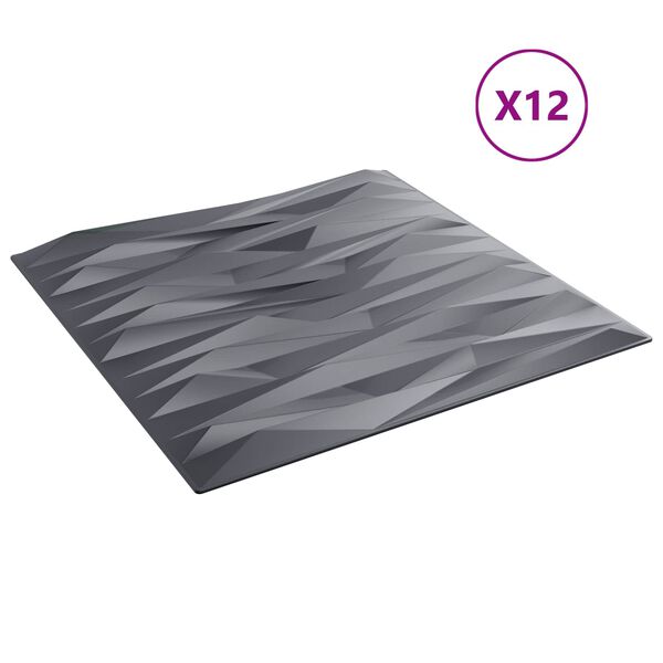 vidaXL Seinapaneelid 12 pcs Kivihall 50 x 50 cm XPS Vaht