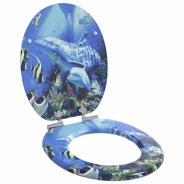 vidaXL Pehme sulgumise tualettruumi istmed Sinine 44 x 38 cm MDF plaat