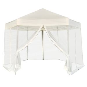 vidaXL kuusnurkne k&uuml;lgseintega pop-up peotelk, kreemjas, 3,6 x 3,1 m