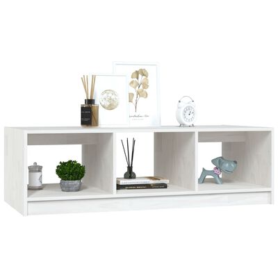 vidaXL kohvilaud, valge, 110x50x34 cm, täismännipuit