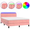vidaXL kontinentaalvoodi madrats, LED, roosa, 140x190 cm, samet