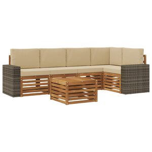 vidaXL Nurgadiivanikomplekt 6 pcs Looduslik ja beež Tugev akatsiapuu