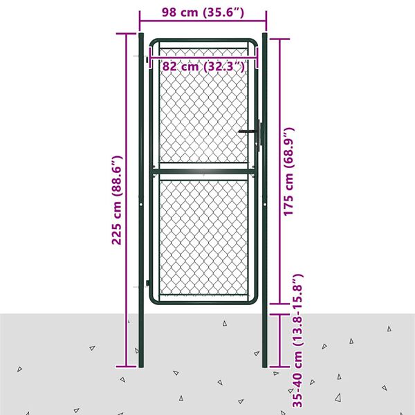vidaXL aiav&auml;rav, terasest, 100 x 175 cm, roheline
