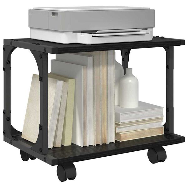 vidaXL Printeri alus Must tamm 41 x 28 x 33.5 cm Tehispuit