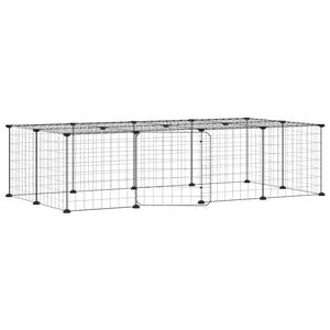 vidaXL 20-paneeliga lemmiklooma aedik uksega, must, 140 x 70 x 35 cm, teras
