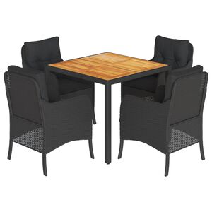 vidaXL 5-osaline aiam&ouml;&ouml;bli komplekt patjadega, must, pol&uuml;rotang