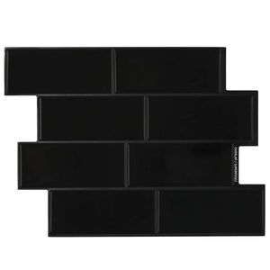 vidaXL Subway plaat 10 pcs Must 29 x 21 cm Pol&uuml;uretaan ja PET