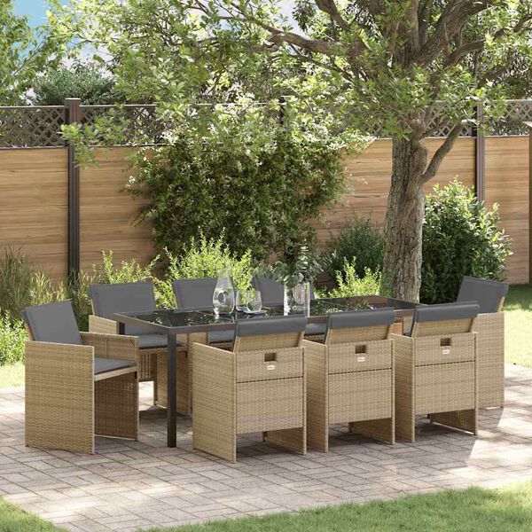 vidaXL Aia s&ouml;&ouml;gilaudade komplekt 9 pcs Beež pol&uuml;rotang