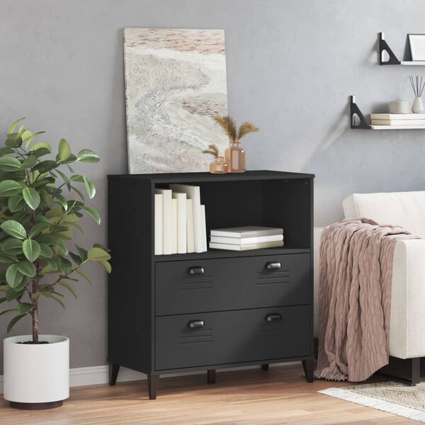 vidaXL raamatukapp "VIKEN" must, 80 x 40 x 80 cm, tehispuit