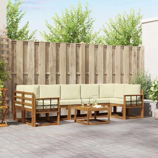 vidaXL V&auml;li diivanikomplekt padjaga 8 pcs Looduslik ja kreem