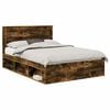 vidaXL Voodi raam peaga Suitsetatud tamm 140 x 190 cm Tahke m&auml;nd