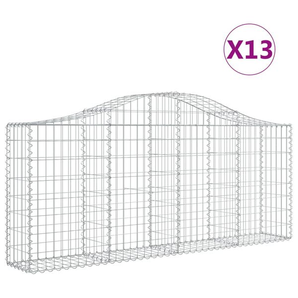 vidaXL kaarekujulised gabioonkorvid 13 tk, 200x30x80/100 cm, raud