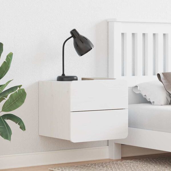 vidaXL Öökapp sahtliga Valge 39 x 34 x 33 cm Männipuit