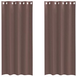 vidaXL Voile kardinad r&otilde;ngastega 2 tk Pruun 140x245 cm