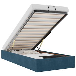 vidaXL Ottomani voodiraam ilma madratsita, tumesinine, 90x190cm, samet