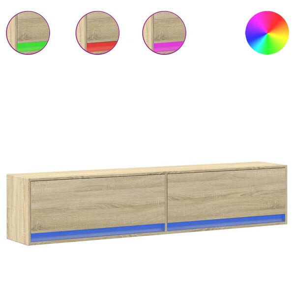 vidaXL teleri seinakapp LED-tuledega, Sonoma tamm, 180x31x38 cm