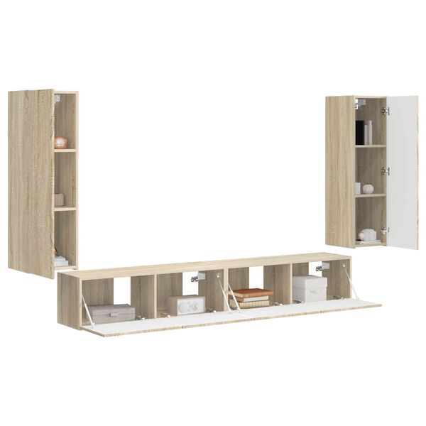 vidaXL TV seinakapikomplekt 4 pcs Sonoma tamm Tehispuit