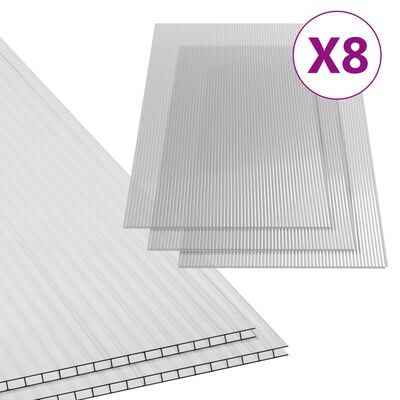 vidaXL polükarbonaadi lehed 8 tk, 4 mm, 121 x 60 cm