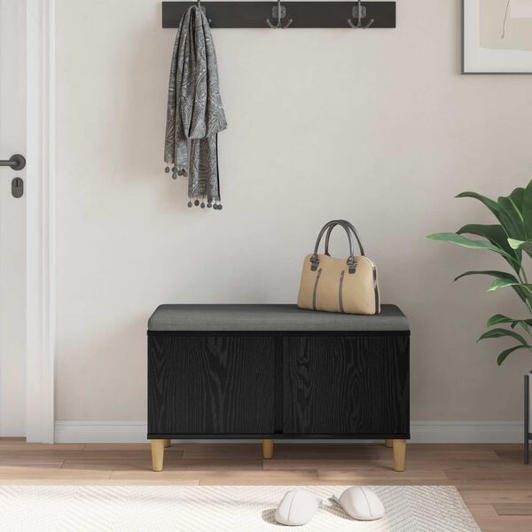 vidaXL Hallipink padjaga ladustamisega Must tamm 80 x 38 x 46 cm