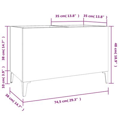vidaXL plaadikapp, betoonhall, 74,5 x 38 x 48 cm, tehispuit