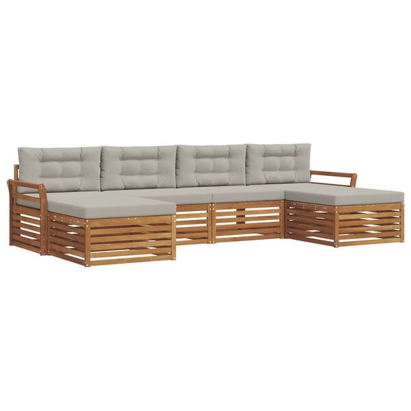 vidaXL Diivanikomplektid 6 pcs Looduslik ja Hele Hall Tugev akatsiapuu