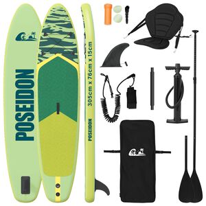 vidaXL SUP laud koos istmega 2-in-1 POSEIDON 305 x 76 x 15 cm Roheline
