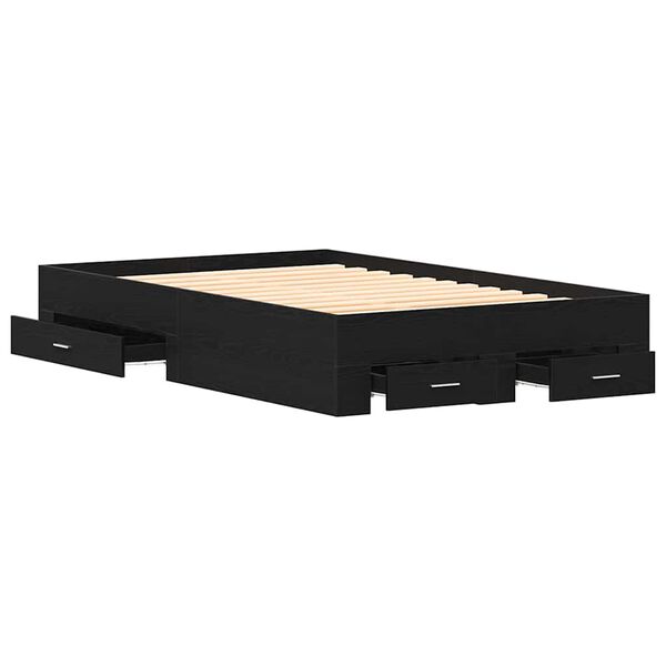 vidaXL Voodiraam sahtlitega sahtliga Must tamm 120 x 190 cm Tehispuit