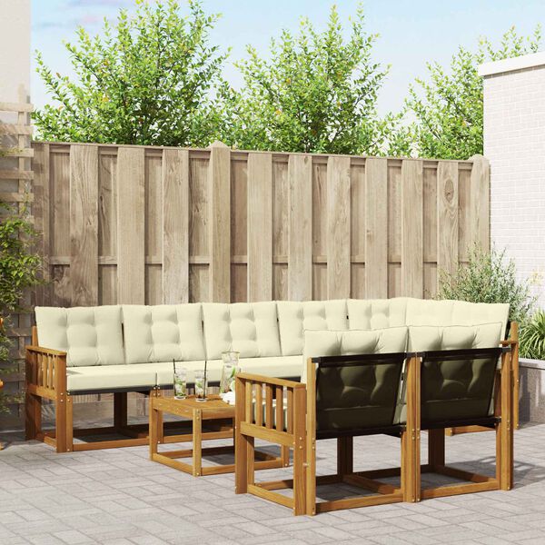 vidaXL V&auml;li diivanikomplekt padjaga 9 pcs Looduslik ja kreem