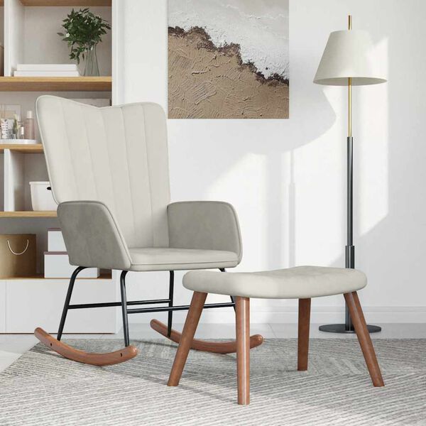 vidaXL kiiktool jalapingiga, valge, samet