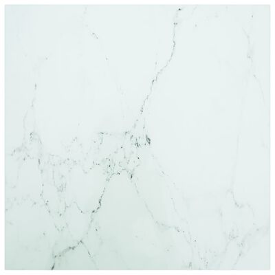 vidaXL lauaplaat, valge 60x60 cm, 6 mm, karastatud klaas marmordisain