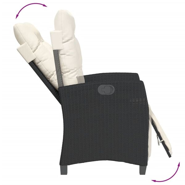 vidaXL 3-osaline aiam&ouml;&ouml;bli komplekt patjadega, must, pol&uuml;rotang