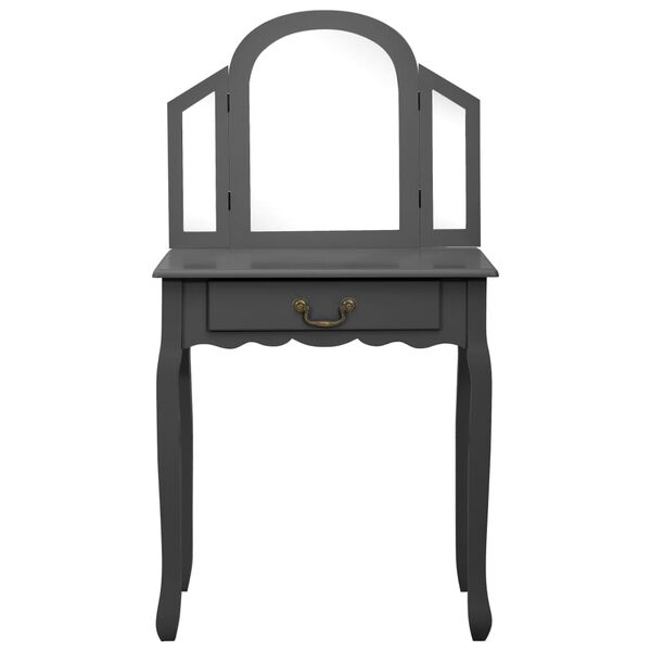 vidaXL tualettlaud taburetiga, hall 65x36x128 cm, Paulownia puit, MDF