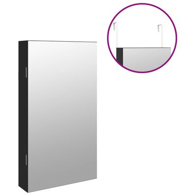 vidaXL seinale kinnitatav ehetekapp peegli ja LED-tuledega, must