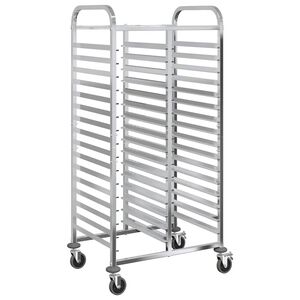 vidaXL kandikuk&auml;ru 32 GN mahutiga 75x55x162,5 cm roostevabast terasest