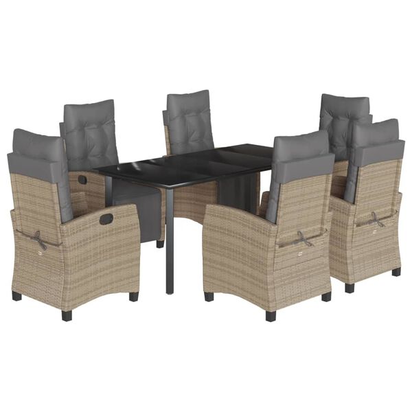 vidaXL 7-osaline aia s&ouml;&ouml;gim&ouml;&ouml;bli komplekt patjadega, beežid toonid