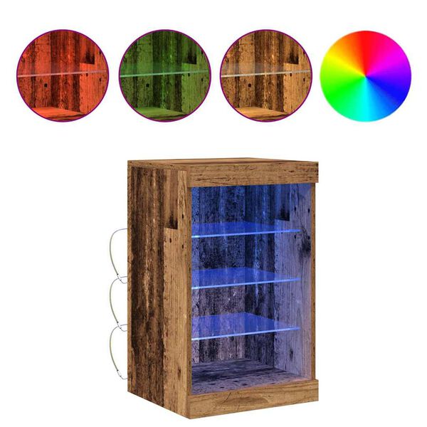 vidaXL Kõide LED -ribatuledega Vana puit 41 x 37 x 67 cm Tehispuit