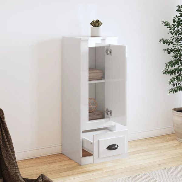 vidaXL k&otilde;rge kapp, k&otilde;rgl&auml;ikega valge, 36 x 35,5 x 103,5 cm, tehispuit