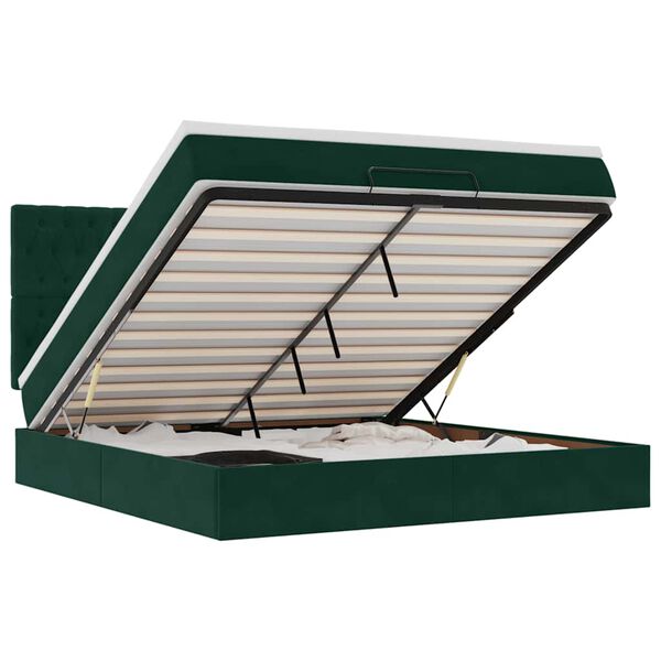 vidaXL Ottomani voodiraam madratsitega, tumeroheline, 200x200cm, samet