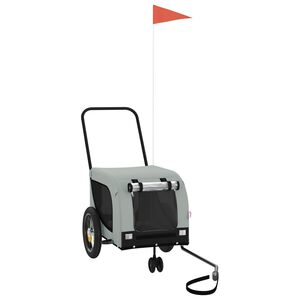 vidaXL lemmiklooma ratta j&auml;relk&auml;ru, hall ja must, oxford kangas/raud