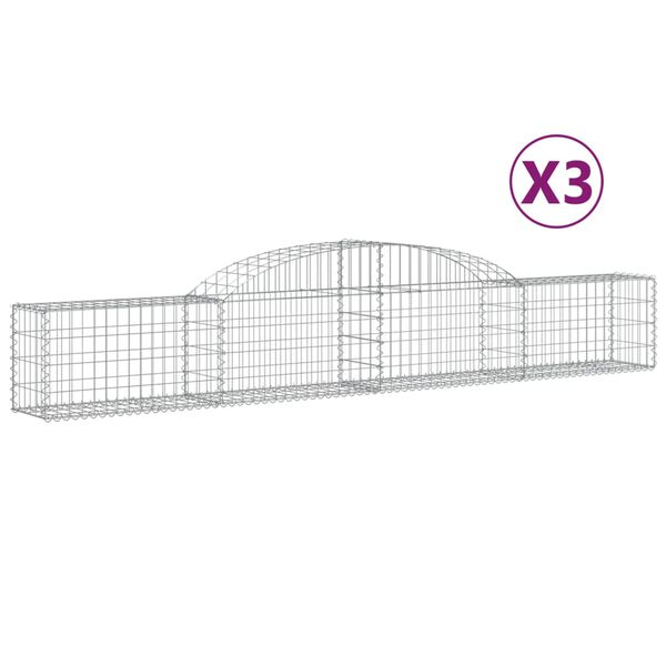 vidaXL kaarekujulised gabioonkorvid 3 tk, 300x30x40/60 cm, raud